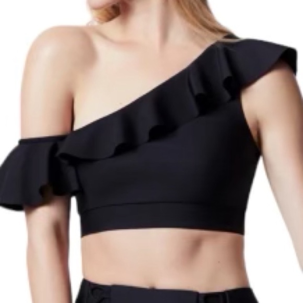 NWT Carbon38 one shoulder ruffle sports bra